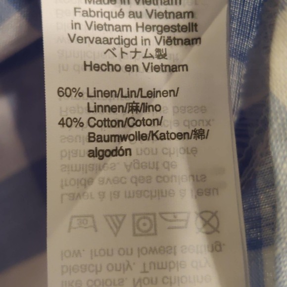 🎈J Crew Gingham Linen Blend Blouse, EUC S 4 - Picture 11 of 11